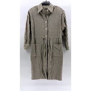 THE HE-RO GROUP Women's Vintage Black-Off White Striped Shirt Dress SZ 12